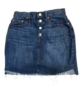 GAP Denim Strapless Top Size 27 Blue Button Front Raw Hem Bustier